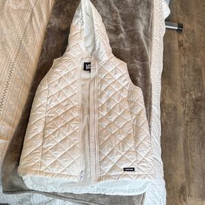 Lands' End white Quilted Hooded Vest